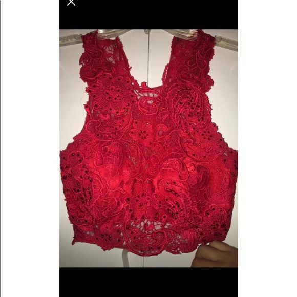 SOLD LOCALLY! Red two piece prom dress - Picture 5 of 7